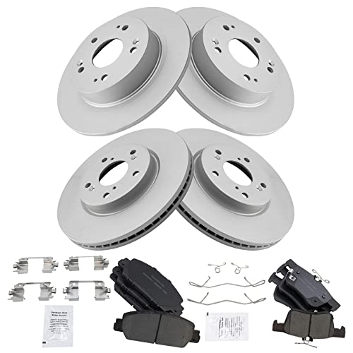 TRQ Front and Rear Brake Pad and Rotor Set Ceramic G Coated Rotors