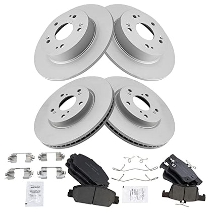 TRQ Front and Rear Brake Pad and Rotor Set Ceramic G Coated Rotors