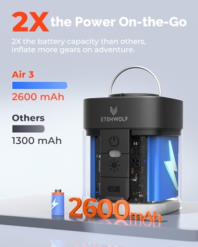 ETENWOLF AIR 3 Air Pump for Inflatables with 2600mAh Battery& Camping Light - color: Vivid Orange