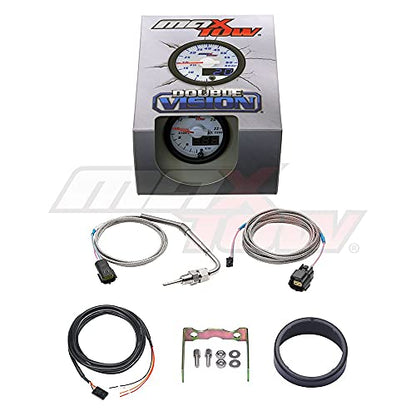MaxTow White & Blue 2200F Exhaust Temp EGT Gauge Kit, 2-1/16" 52mm
