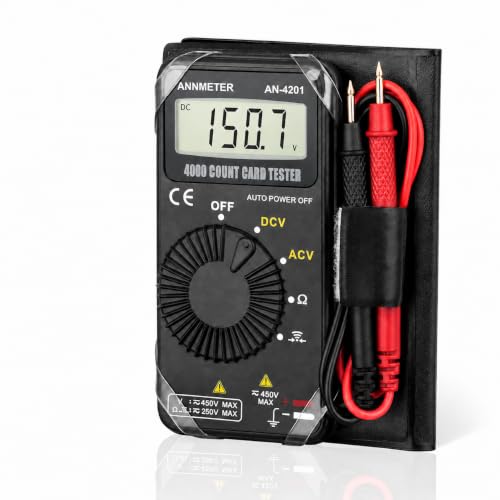 AIOMEST Digital Multimeter,Pocket Voltmeter Ohmmeter Measuring AC&DC Voltage Resistance Continuity Buzzer Diode Test, Auto Ranging Card Volt Ohm Tester DMM AI-4201