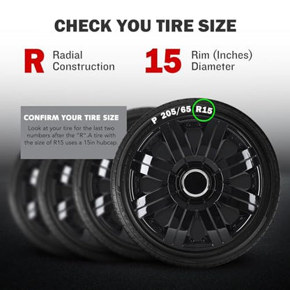 15" Wheel Covers Hubcaps, 15inch Wheel Hub Caps OEM Rim Protectors - color: 5056-Black Lacquer-15
