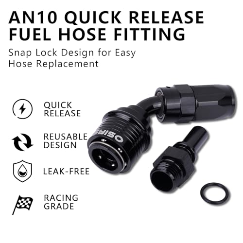 10AN 90 Degree Quick Release Fuel Hose Fitting, Snap Lock Swivel Hose End Adapter for High Flow Racing Fuel Systems