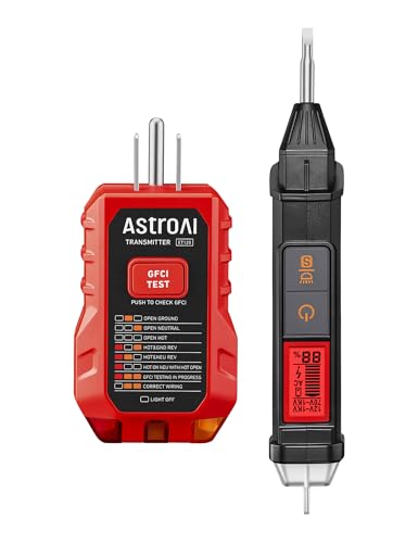 AstroAI Electrical Test Kit ETK2, Non-Contact Voltage Tester Pen & GFCI Outlet Tester, Home Tool Set for Wiring Diagnostics, Circuit Repair & Maintenance - color: Red - Test Kit