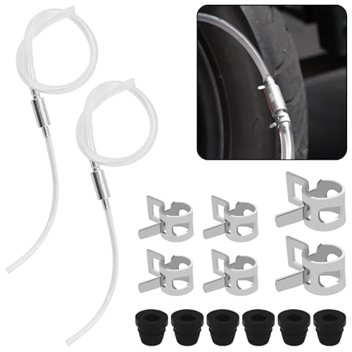 2 Set Brake Bleeder Kit, One Way Check Valve Tube Bleeding Tool Kit with Spring Clamps, Screw Caps, Metal Clips, Brake Fluid Bleeder for Hydraulic System Bleeding for Car Motorcyle Clutch