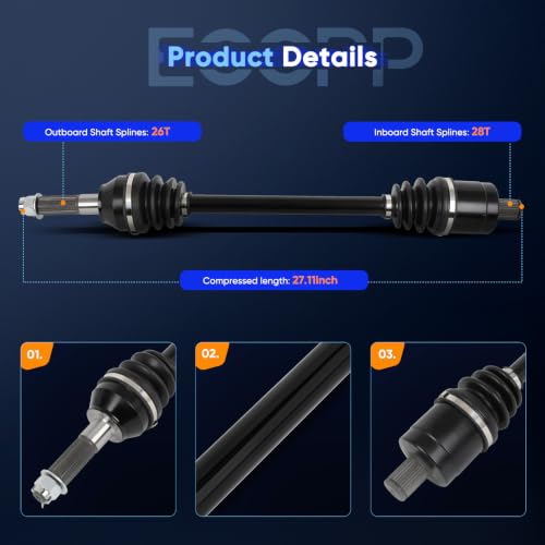 ECCPP Rear Left Right CV Axle for Polaris Ranger XP 900 2019