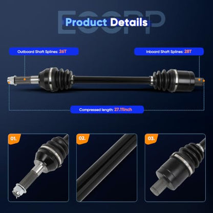 ECCPP Rear Left Right CV Axle for Polaris Ranger XP 900 2019