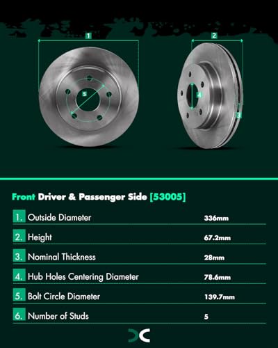 SCITOO Brake Kits Front Rear Disc Brake Rotor & Pads:53005;53006;D1084;D967 - size: 53005+D1084 & 53006+D967 [4+8PCS]