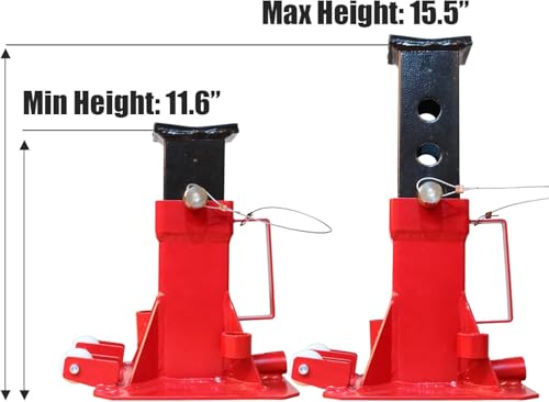 Big RED 7 Ton Heavy Duty Jack Stands, Pin Style Jack Stand with 2 Casters and Handle, Easily Portable Car Stand for SUV, Trucks and Pick Ups, Red - size: 7 ton caster
