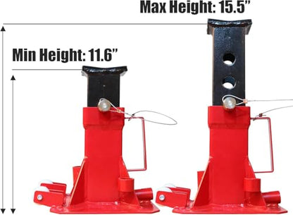 Big RED 7 Ton Heavy Duty Jack Stands, Pin Style Jack Stand with 2 Casters and Handle, Easily Portable Car Stand for SUV, Trucks and Pick Ups, Red - size: 7 ton caster