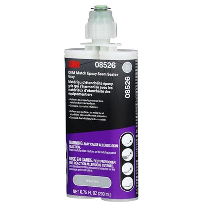 3M OEM Match Epoxy Seam Sealer 08526, Gray, 200 ml, Automotive Two-Part Epoxy, Medium-Bodied, Fast Cure, for Automotive Bare Metal or Primed Surfaces - color: Gray