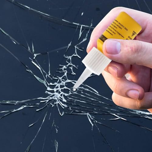 Windshield Crack Repair Fluid - Automotive Window Repair Tool Kit - Nano-Repair Filler Liquid for Car Glass, Quick Fix of Small Windscreen Chips to Cracks - color: yellow