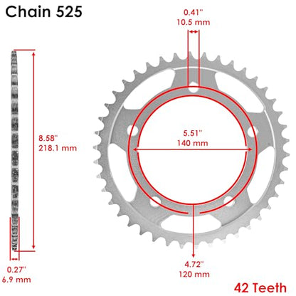 Caltric Golden O-Ring Drive Chain & Sprockets Kit Compatible with Suzuki Dl1000 Dl-1000 Vstrom 1000 2002-2010