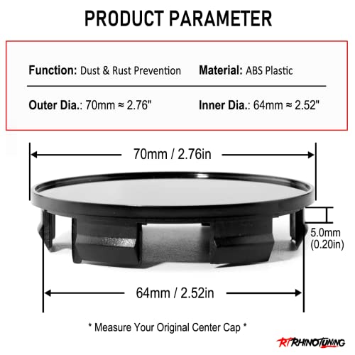 70mm(2.76in)/64mm(2.52in) Wheel Center Hub Caps Black Base Set of 4 for Odyssey 2005-2017 Ridgeline 2006-2014#4732-S6M-Z00 08W17-SDB-1M00-A4 - color: Black