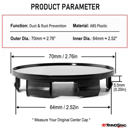 70mm(2.76in)/64mm(2.52in) Wheel Center Hub Caps Black Base Set of 4 for Odyssey 2005-2017 Ridgeline 2006-2014#4732-S6M-Z00 08W17-SDB-1M00-A4 - color: Black