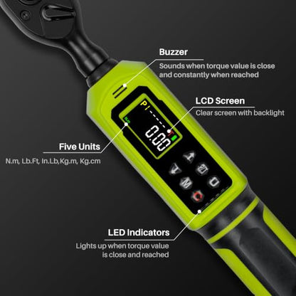 3/8" 1/2" Digital Torque Wrench Set,0.66-44.25Ft.Lb&3.8-250.8Ft.Lb - size: Set 44.25 Ft-Lb,250.8Ft.Lb