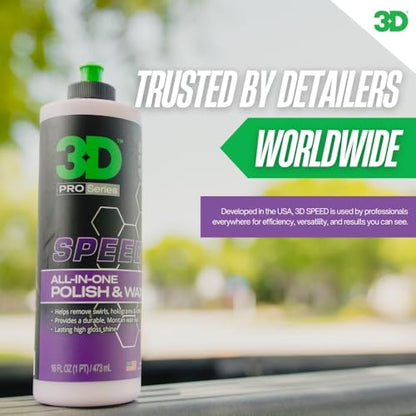 3D Speed All-In-One Polish & Wax – Scratch & Swirl Remover, Clear Coat Safe Paint Sealant – High Gloss Finish, Easy Application – 16oz – Made in USA (Pack of 2) - size: 16 Fl Oz (Pack of 2)