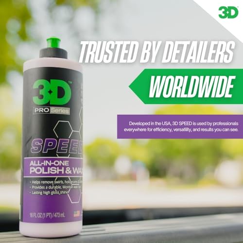 3D Speed All-In-One Polish & Wax – Scratch & Swirl Remover, Clear Coat Safe Paint Sealant – High Gloss Finish, Easy Application – 32oz – Made in USA - size: 32 Fl Oz (Pack of 1)