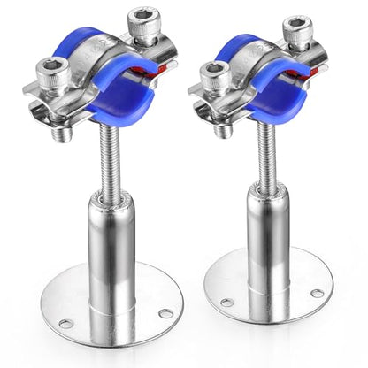 6PCS 304 Stainless Steel Wall Mount Ceiling Mount Pipe Supports,Suitable for OD Pipe 15-19mm,Adjustable Height 50-100mm,Adjustable Pipe Strap Clamp with Screws - color: Adjustable Height 50-100mm, style: 15-19mm