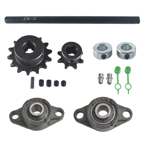 Jackshaft Sprockets with UCFL203 Pillow Block Bearings Go Kart Minibike Complete Jackshaft Kit 5/8" X 12" 40/41/420 Chain - size: 5/8" X 12"