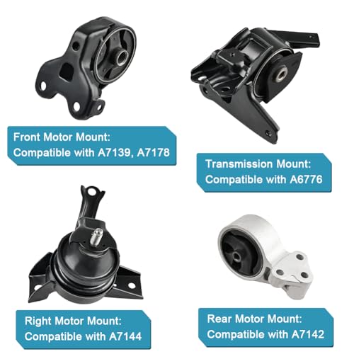 Engine Motor & Transmission Mount Kit Replacement for Kia Spectra L4 2.0L - size: 4PCS-Compatible with 2004-2006 Spectra 2.0L