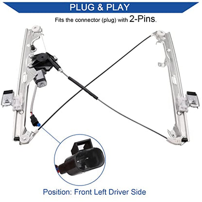 Obaee 741-644 Front Left Driver Side Power Window Regulator & Motor Assembly Compatible with Chevrolet/Chevy Silverado Tahoe Suburban/GMC Yukon XL Sierra Escalade Pickup Truck SUV 2000-2006 - size: Front Left Driver Side