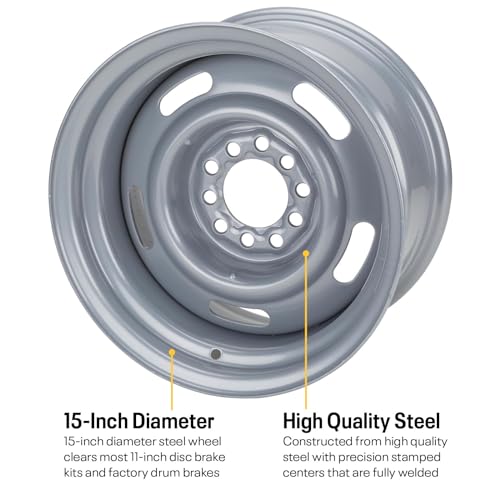 GM Rally Dual Pattern, 4.5"-4.75" Silver 15x4 - size: 15x4