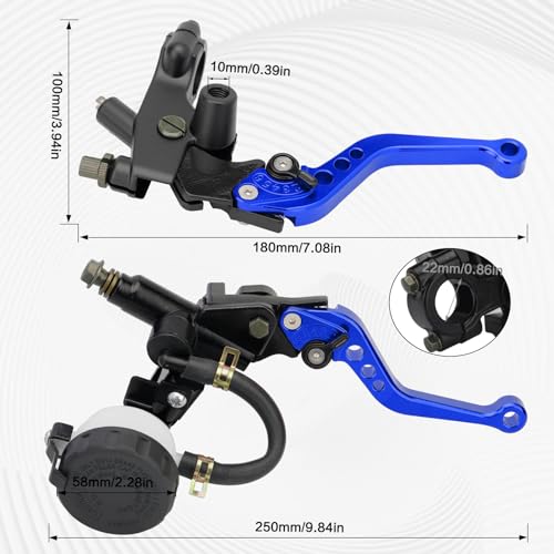 7/8" 22mm Motorcycle Brake Clutch Lever Master Cylinder Reservoir - color: Blue