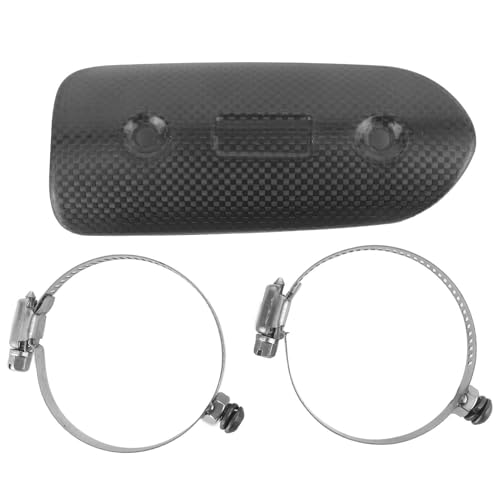 Exhaust Heat Shield, Universal Dry Carbon Fiber Exhaust MidPipe Heat Shield Guard Protector Kit Replacement Accessories for Motorcycle