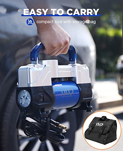 UUP Portable 12V Air Compressor, 150 PSI Tire Inflator with Dual Cylinders - color: Blue1