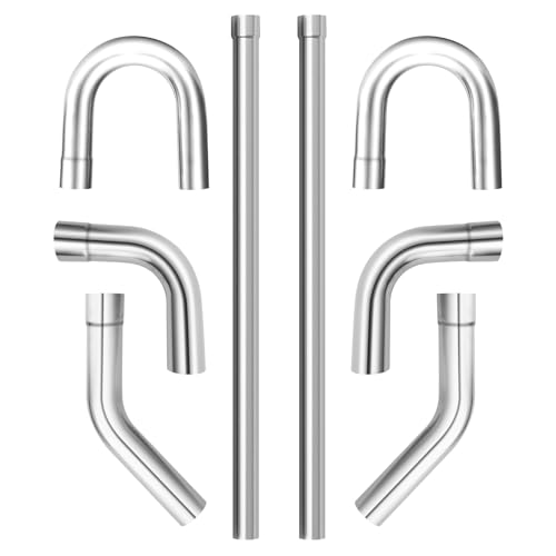 LCGP 3" Stainless Steel Custom Exhaust Kit Tubing Mandrel Bend Pipe Elbow Straight Pipe U-Shaped Pipe 8 Pcs - size: 3", style: Stainless Steel