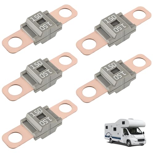 5Pcs AMI/Midi Fuse Kit - High Current Bolt-on Fuses for Battery Fuse Replacement - Heavy Duty Truck Fuses for Cars, RVs, Construction Vehicles & Marine Audio Systems (150A) - size: 150A