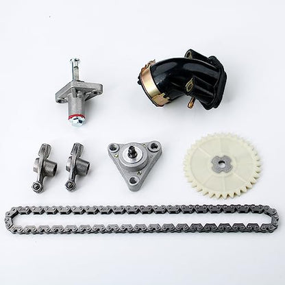 Glixal GY6 100cc 50mm Complete Big Bore Cylinder Rebuild Kit with Performance Big Valve Cylinder Head Assy for 139QMB 139QMA 147QMD Engine Scooter Moped ATV Go-Kart (69mm-18.5/20.5mm Larger Valves)