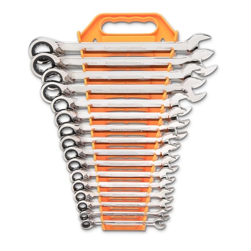 GEARWRENCH 16 Pc 72T Reversible Ratcheting Combination mm Wrench Set| 9602N