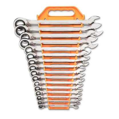 GEARWRENCH 16 Pc 72T Reversible Ratcheting Combination mm Wrench Set| 9602N