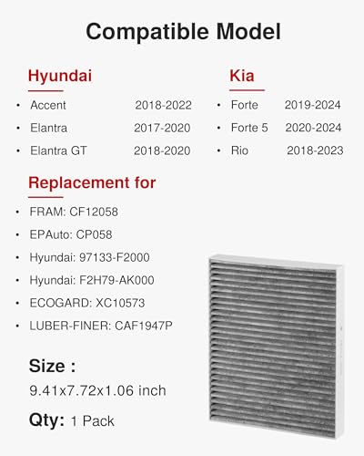 Puroma Cabin Air Filter Activated Carbon for CF12058 CP058 Hyundai KIA - style: CAF058S