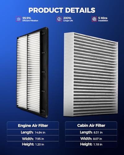 KAX CA12934 CF11182 Engine & Cabin Air Filter kit for Honda, Acura