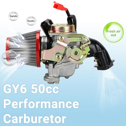 EOPOAYI GY6 50cc Carburetor for Tao tao 50cc 49cc ATM50 Pony VIP Scooter Chinese 4-Stroke Engine Moped, PD18J 139QMB Carb for CY50 Thunder Roketa Jonway Lance Parts with Intake Manifold