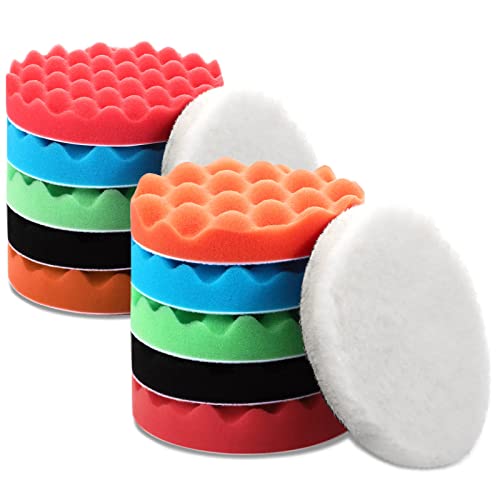 BBTO 12 Pcs 6 Inch Buffing Polishing Pads for Orbital Buffer Car Buffer