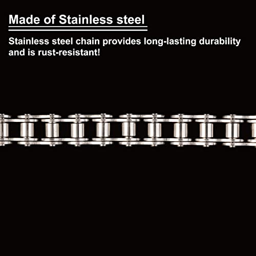 ANSI #40SS 08A Stainless Steel Roller Chain 10 Feet, Single Strand, Ideal for Chain Driven Slide Gate Operator and More, Interchangeable with ANSI #41#428 and #420 Roller Chain - size: ANSI40
