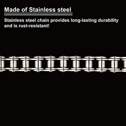 ANSI #40SS 08A Stainless Steel Roller Chain 10 Feet, Single Strand, Ideal for Chain Driven Slide Gate Operator and More, Interchangeable with ANSI #41#428 and #420 Roller Chain (Pack of 3) - size: ANSI40 (Pack of 3)