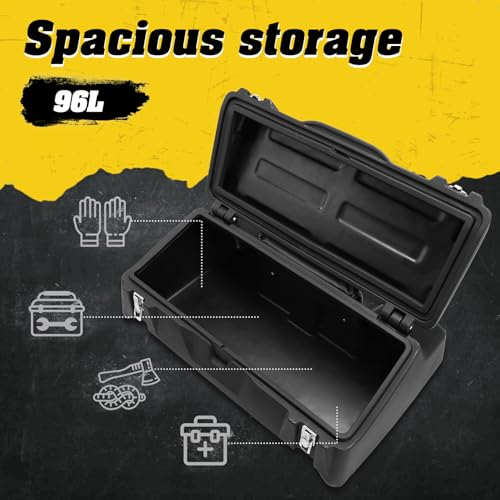 TCMT 96L ATV Trunk Rear Storag Box Passenger Seat Rack Cargo Trunk Box Luggage Tail Helmet Box Black - color: Black 96L-A
