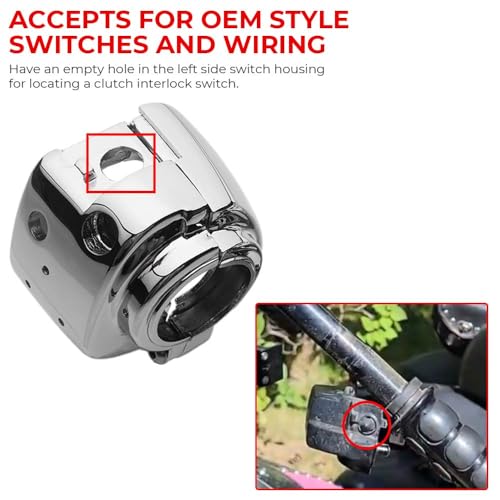 Handlebar Switch Kit Switch Housing W/Button Cover Cap Fits for Harley 2002-2017 VRSC/1996-2012 Sportster/1996-2011 Dyna Softail/1996-2013 Road King Models (Chrome) - color: Chrome