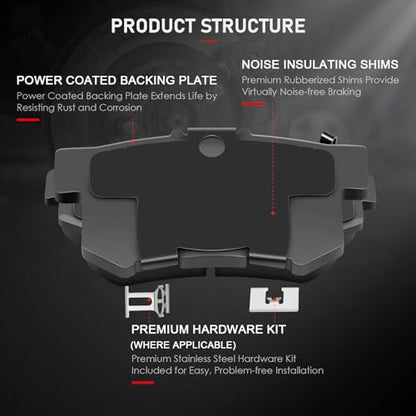 cciyu D536 4pcs Rear Ceramic Brake Pads Kits - size: Rear[D536]