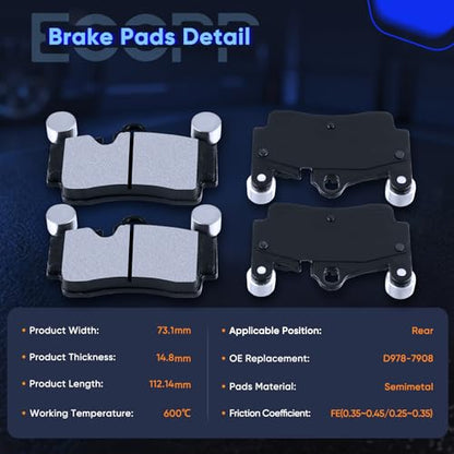 Brake Pads,ECCPP 8pcs Ceramic Disc Brake Kits Fit For Audi For Q7 2007-2015 - size: Front D1014-8366 + Rear D978-7908