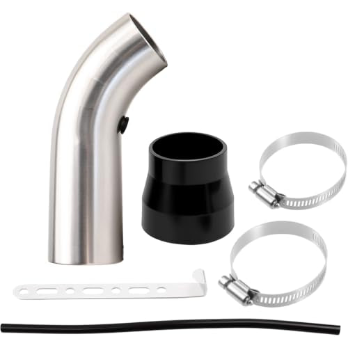 Cold Air Intake Pipe, 76mm 3 Inch Universal Performance Car Cold Air Intake Turbo Filter Aluminum Automotive Air Filter Induction Flow Hose Pipe Kit (SILVERY-PIPE) - color: SILVERY-PIPE