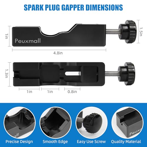 Spark Plug Gap Tool, Spark Plug Gapping Tool with 32 Blade Steel Feeler Gauge, Universal Spark Plug Gap Tool for Most 10mm 12mm 14mm 16mm Spark Plugs (Black) - color: Black