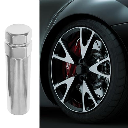 AUCELI 6 Point Spline Lug Nuts Key Tuner Socket Tool, Automotive Wheel Lock Removal Kit for Wrench with 3/4” & 13/16" Hex, Compatible with 12x1.5 12x1.25 1/2" x20 Thread Size, Universal Fit（Silver） - color: Silver