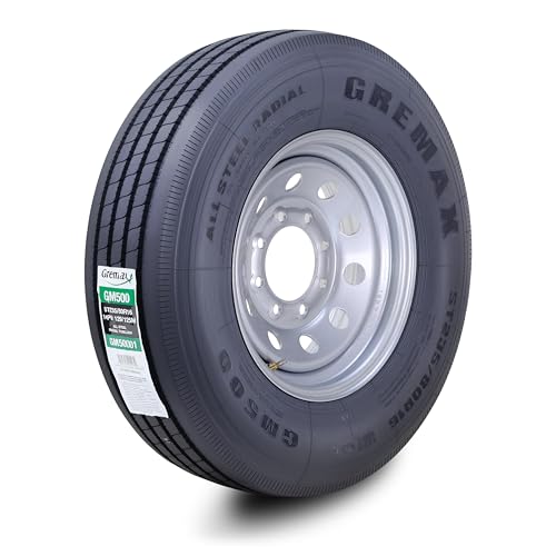 GREMAX All Steel Trailer Tire Wheel ST235/80R16 14PR 129M 8X6.5" Silver Mod - size: ST235/80R16-14-Ply