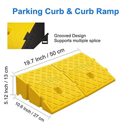 2Pack Curb Ramp, Portable Lightweight Heavy Duty Plastic Driveway Curb Ramps for Low Cars,Motorcycle Ramp,Curb Ramps (5.12 inch High) - size: 5.12 inch High